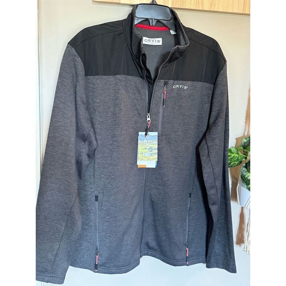 Orvis Men's Black Windbreaker Jacket Size L Full-Zip Outdoor Casual NWT